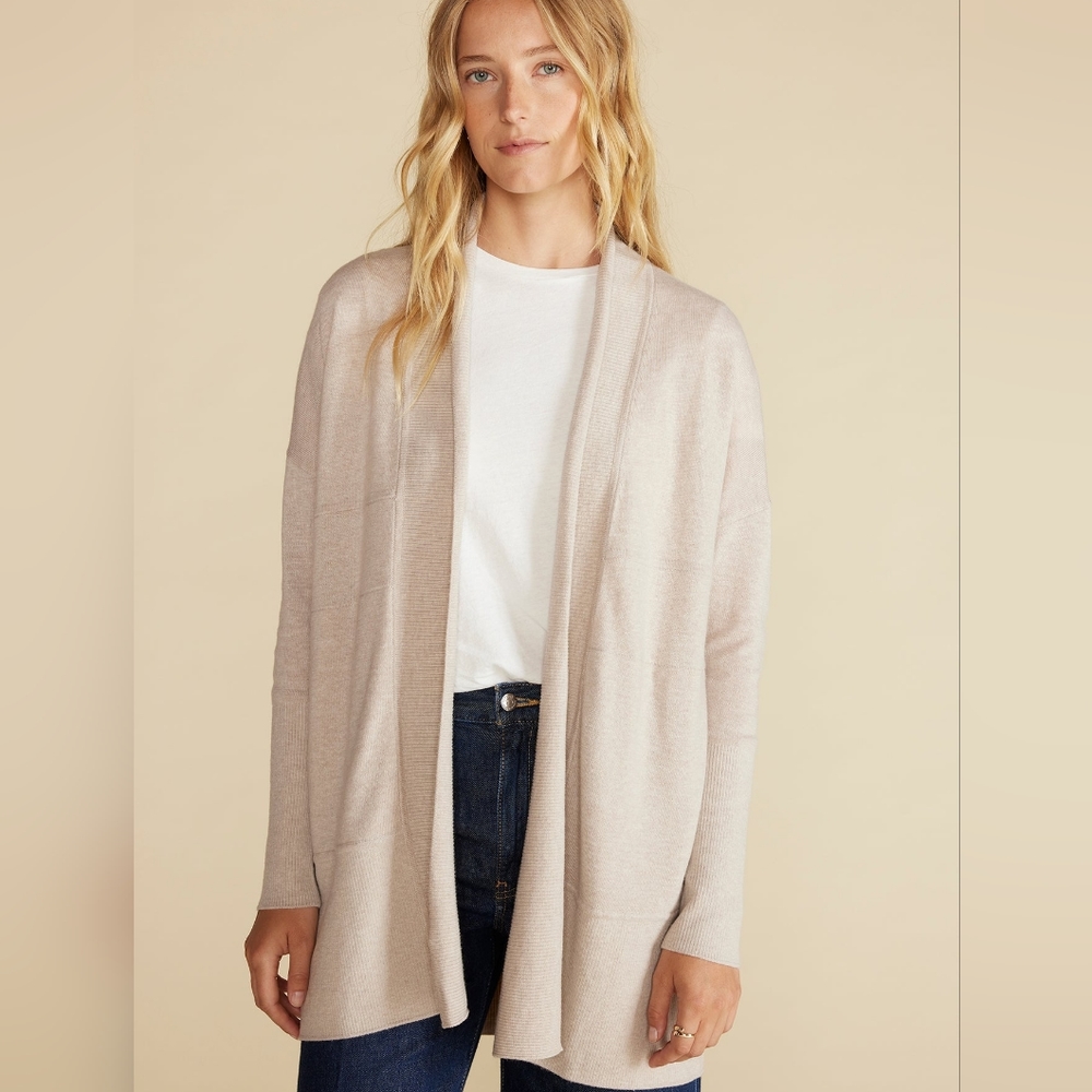 Amour Vert Bailey Wool Sweater Coat Cardigan Taupe NWT Sustainable